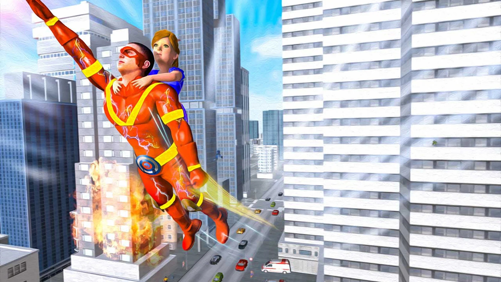 飞行超人城市英雄游戏